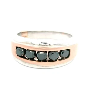 Pnina Tornai 14K White & Rose Gold Natural Round Black Diamond Band MSRP $2,400 - Picture 1 of 8