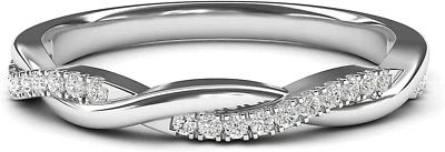 .925 Sterling Silver Twisted Vine Simulated Diamond Wedding Band 2.5mm - Image 1 of 4