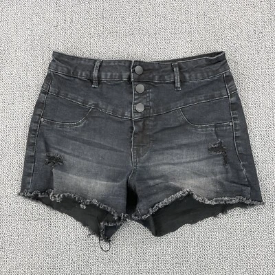 Pantalones Cortos para Mujer Charlotte Russe Refuge 2 Cintura Alta Negro Elastizado Denim Foto 1 de 4