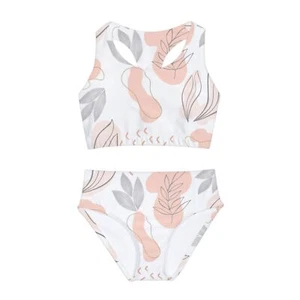 Girls Two Piece Swimsuit with pink plants - Picture 1 of 21