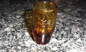SHOT GLASS- ETCHED AMBER GLASS - 2" Tall - CLASSY - QUALITY - Picture 1 of 3