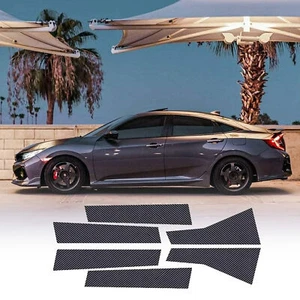 Carbon Fiber Door Window Pillar Post Cover Trim Decal For Honda Civic 10th 16-21 - Picture 1 of 12