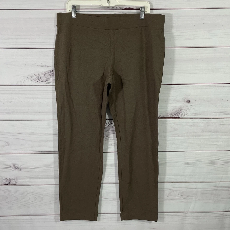 J. Jill Pants Pull-On Slim Leg Elastic Waist Womens Size PL Brown Solid. - Image 1 of 4