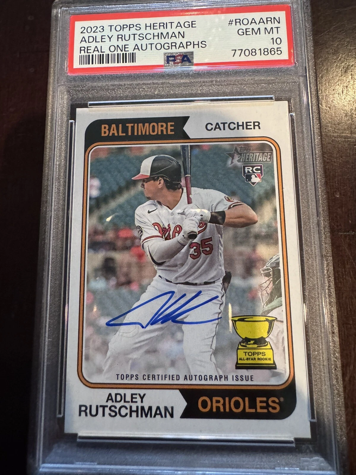 2023 Topps Heritage ADLEY RUTSCHMAN RC Rookie Real One Auto PSA 10 GEM JA180