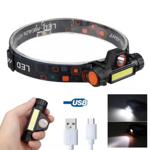 USB COB LED Stirnlampe Kopflampe Wiederaufladbar Scheinwerfer Wasserdicht Akku - Bild 1 von 12