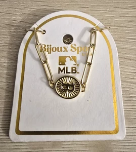 Bijoux Sport By Luv Aj MLB Boston Redsox Gold Plated Brass Oval Coin Bracelet - Picture 1 of 2