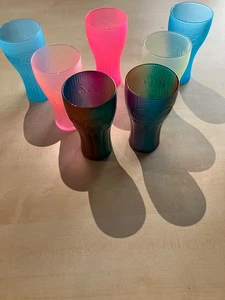 7 x Coca Cola Gläser Limited Edition 2022 neon Set Regenbogenglas Glas McDonalds - Bild 1 von 8
