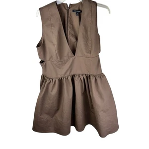 Banana Republic ANISA CUT-OUT MINI DRESS Pockets Brown SIZE 18 Cotton  - Picture 1 of 5