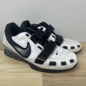 Nike Romaleos 2 Men’s Weightlifting Shoes Size 10 White Black Power Bridge Used - Picture 1 of 8