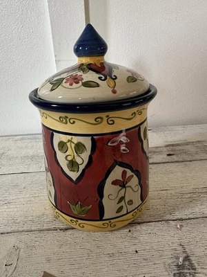Kitchen Container Pier One Multi Color Ceramic Vintage Colorful Mexican Pottery - Image 1 of 4