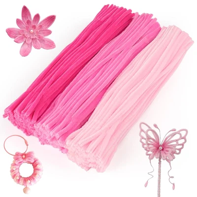 Pfeifenreiniger Rosa 30cm Set für Basteln Blumen Dekor Weihnachten 300 Stück - Bild 1 von 4