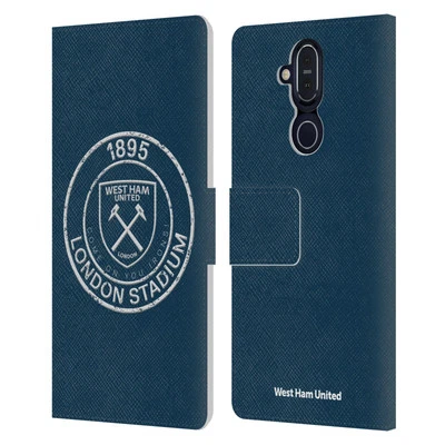 OFFICIAL WEST HAM UNITED FC CREST GRAPHICS LEATHER BOOK CASE FOR NOKIA PHONES - Image 1 of 4