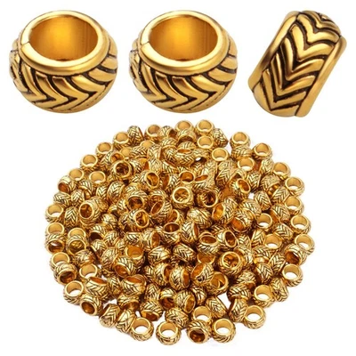 Cuentas espaciadoras de oro antiguas 200 piezas columna rondelle cuentas de barril aleación tibetana... Foto 1 de 4