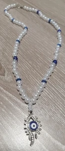 Collana di Perle medie bianche/bluette e distanziatori argento - Foto 1 di 1