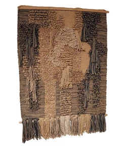 70s Vtg Woven Jute Fiber Art Textile Wall Hanging 45"x36" Handmade India Rustic - Picture 1 of 5