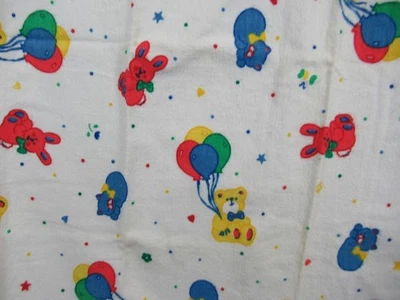 Vintage 80s 90s Riegel Flannel Baby Receiving Blanket Bunny Teddy Bear Kitten - Image 1 of 4