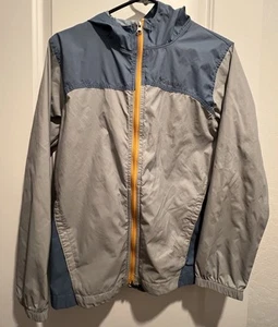 Columbia Glennaker Jacket Youth Boys Lg Blue Gray Hooded Full Zip Windbreaker - Picture 1 of 4