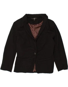 MOSSIMO Womens 3/4 Sleeve 1 Button Blazer Jacket UK 12 Medium Black CO09 - Picture 1 of 3