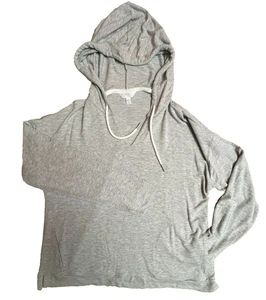 Time and Tru Gray Drawstring Hooded Long Sleeve  Large 12-14  LIGHTWEIGHT! - Picture 1 of 8