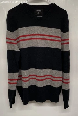 Express Mens Black Multicolor Striped Wool Knitted Pullover Sweater Size XL - Image 1 of 4
