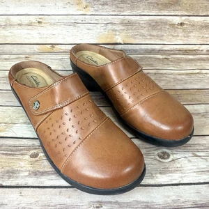 Clarks Collection Womens Brown Leather Slip On Comfort Mule Shoes Size 11 - Picture 1 of 8