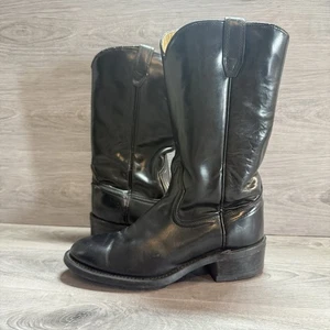 ACME Schwarz Leder Cowboy Western Stiefel Herren 7,5 D Hergestellt in den USA - Bild 1 von 12