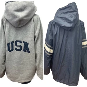 Reversible USA Olympic Mens LT Large Tall Full Zip Hooded Windbreaker Jacket - Picture 1 of 11