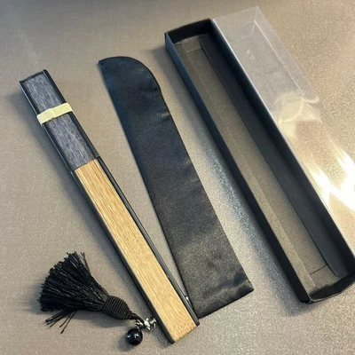 Ventilador Sensu Plegable Madera con Estuche Estampado Azul Foto 1 de 4