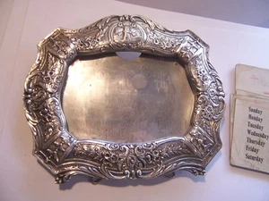 Antigua placa de plata ornamentada calendario perpetuo marco de fotos caballete trasero escritorio - Imagen 1 de 9