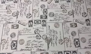 TELA POSTAL BELLA-DURA NEGRA BRONCEADA ESCRITURA FRANCESA DE CORREO POR YARDA 54"W - Imagen 1 de 5
