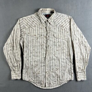 Camisa Roper Para Hombres Mediana Crema Floral Perla A Presión Vaquero Western Rodeo - Imagen 1 de 13