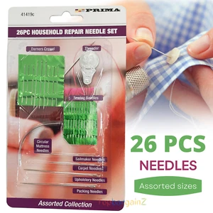 26 Hand Nähnadeln Reparaturset Einfädler Stopfmatratze Teppich Polster - Bild 1 von 12