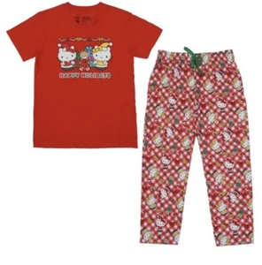 Hello Kitty Christmas pajamas happy holiday 2 piece pajama short sleeve set. - Picture 1 of 4