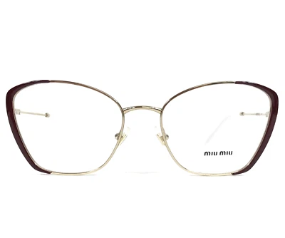 Monturas de gafas Miu Miu VMU51U 09X-1O1 marrón dorado ojo de gato borde completo 54-18-140 Foto 1 de 4