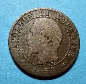 1857-A France 5 Centimes - Napoleon III Emperor - KM#777.1 - Minted In Paris - Picture 1 of 4
