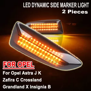 2PCS For Opel Astra 2009-2016 2017 2018 2019 LED Sequential Side Marker Light - Bild 1 von 14