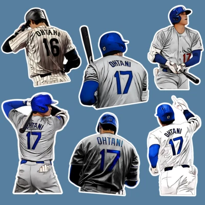 Pegatinas ilustradas de béisbol estilo dibujos animados realistas de Los Ángeles  Foto 1 de 4