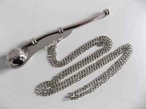 Nautical Sliver Finish Boatswain 5" Brass Whistle w Chain Bosun Call Pipe Gift - Picture 1 of 4
