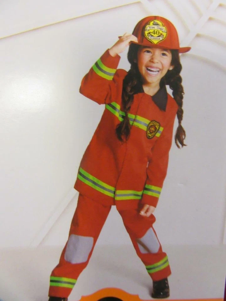 Disfraz de bombero Halloween para niños chaqueta pantalones y sombrero talla grande 12-14 Foto 1 de 4