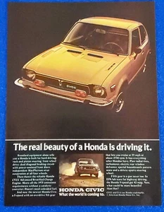 1975 HONDA CIVIC CLASSIC ORIGINAL PRINT AD "THE REAL BEAUTY IS DRIVING IT" - Picture 1 of 1