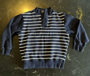 Gymboree kleines Sweatshirt 4/5 weiß und marineblau gestreift 1/4 Knopfausschnitt toll - Bild 1 von 6