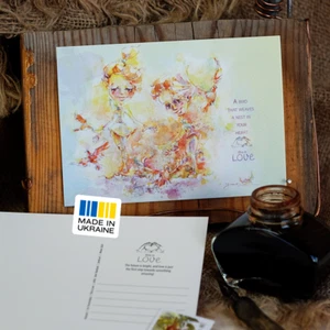 POSTCARD UKRAINЕ JaneB A Bird that weaves a nest in your heart - Picture 1 of 11