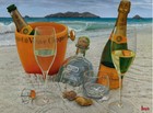 Thomas Arvid Somewhere On A Beach Wine Art Signed &amp; Numbered Canvas 40 x 30 RARE