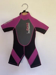 Nalu Age 1/3 Years Black And Pink Shortie Wetsuit 20 inch chest 12 months small - Picture 1 of 7