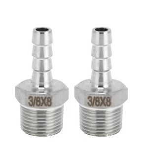Stainless Steel Barb Fittings 5/16" Barb 3/8 BSPT Male Hose Barb Tubing Conne... - Picture 1 of 6