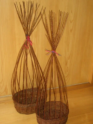 2 PflanzkorbStakenkorb Weide NATUR rustikal Handarbeit oval Höhe106cm groß/klein - Bild 1 von 4