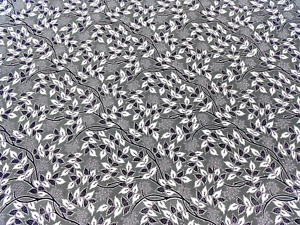 Civil War Print Fabric Leaves Gray White Black Vines Cotton Quilt Craft BTY