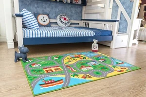 3'3"x5' City Street Map Children Carpet Classrooms Play Mat Area Rug -760 - Picture 1 of 10