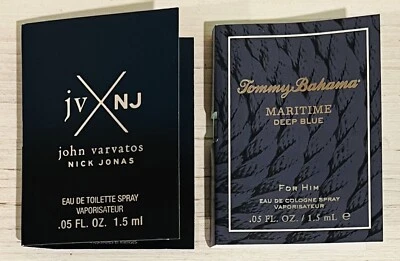 John Varvatos Nick Jonas JVNJ y Tommy Bahama Marítimo Azul Profundo Muestra Colonia Foto 1 de 4