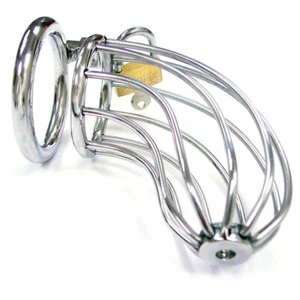 New Rouge Mens Stainless Steel Chasity Cock Cage Padlock Fetish BDSM Sex Games - Picture 1 of 3